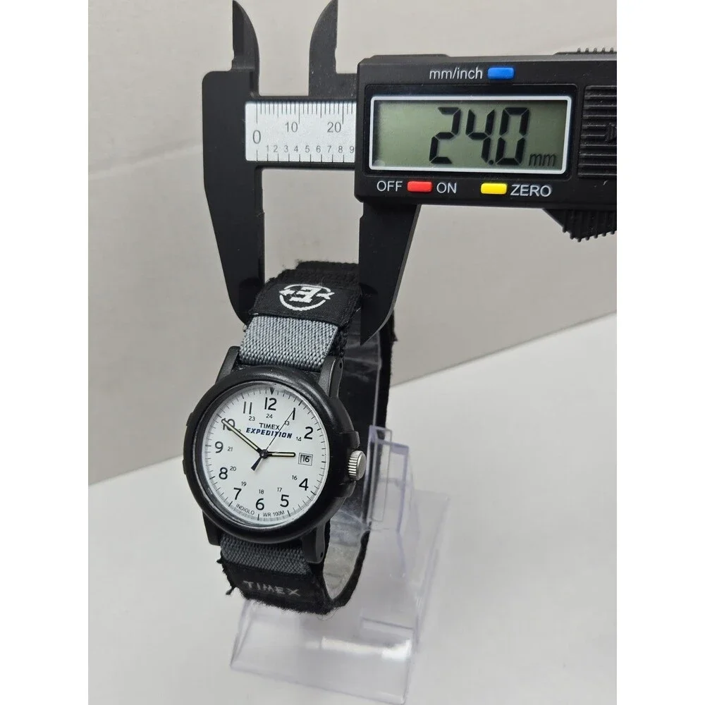 Timex Expedition Camper 38mm White Dial Indiglo Date 100M Mens Watch New Battery